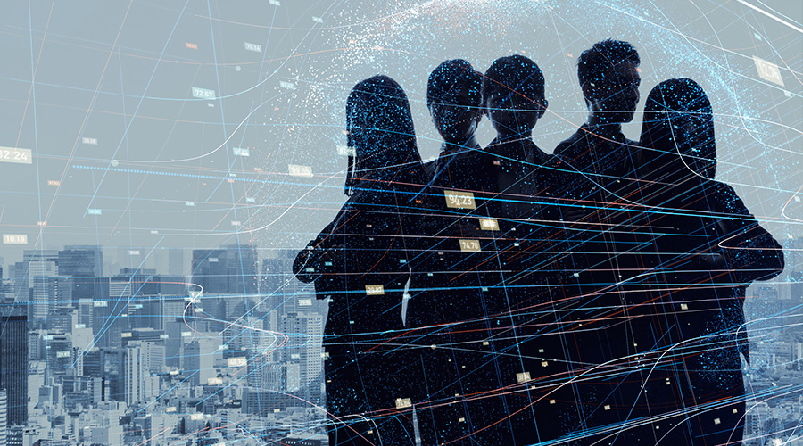 Financial professionals collaborating